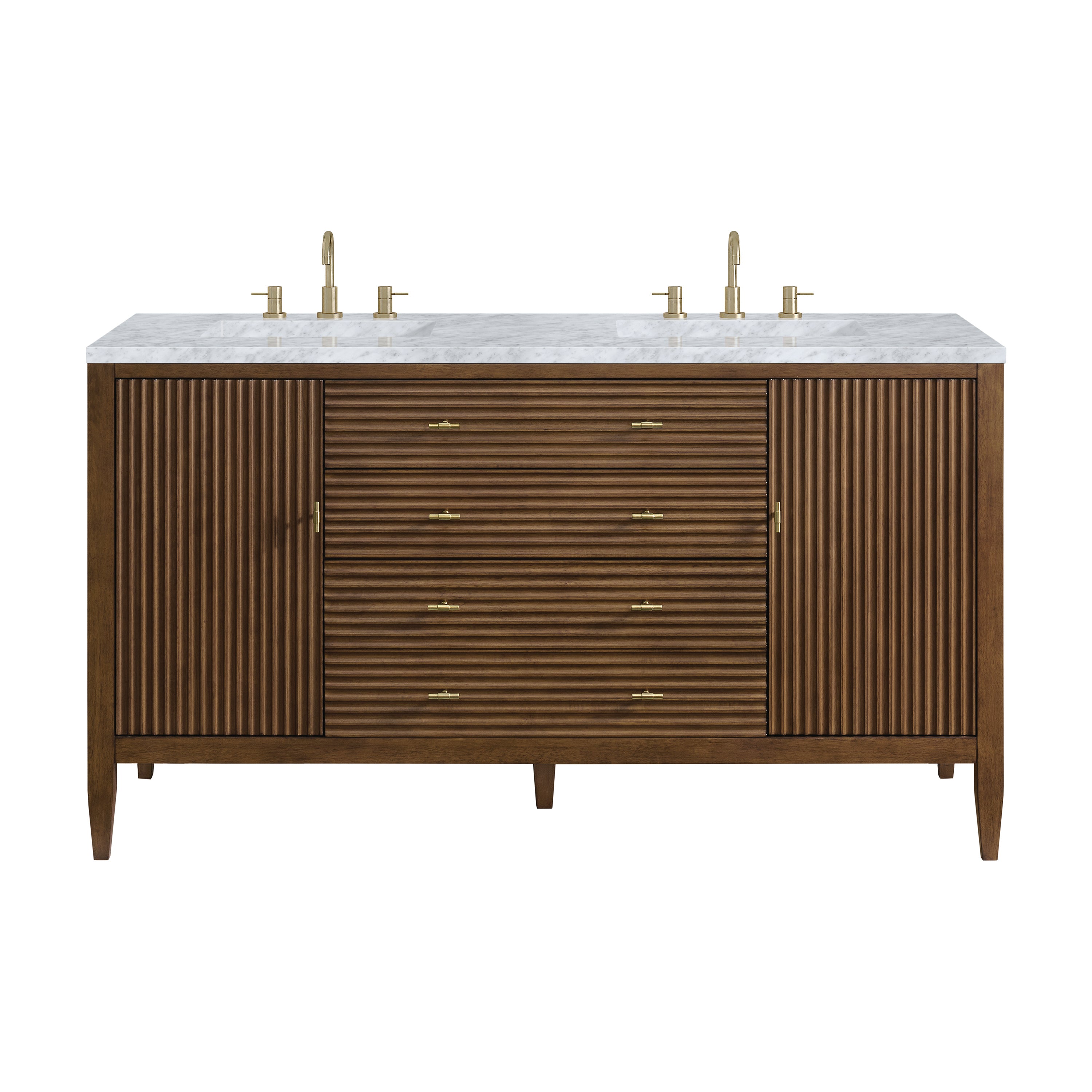 James Martin Vanities Myrrin 60" Double Vanity - Mid Century Walnut