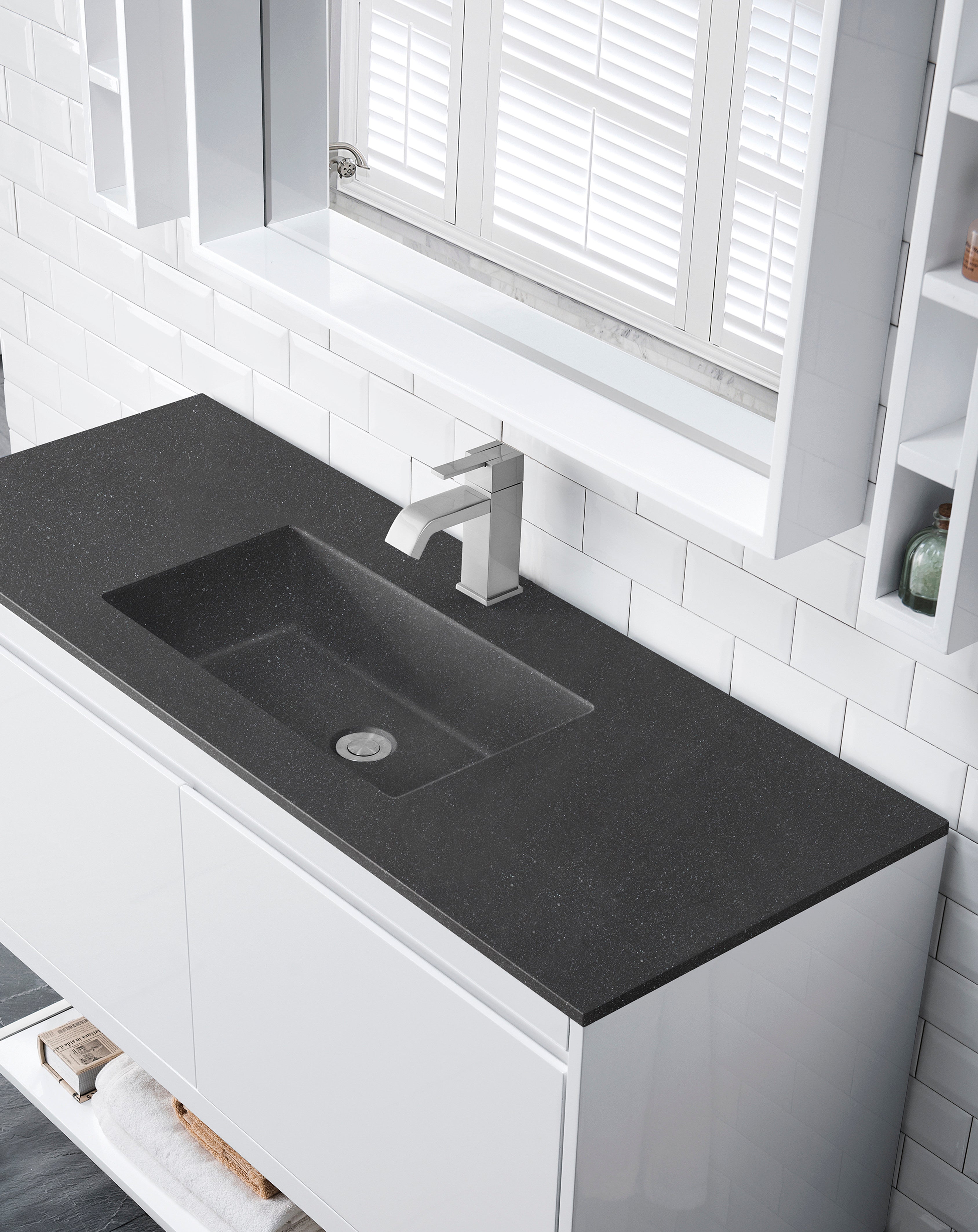charcoal black composite stone top vanity