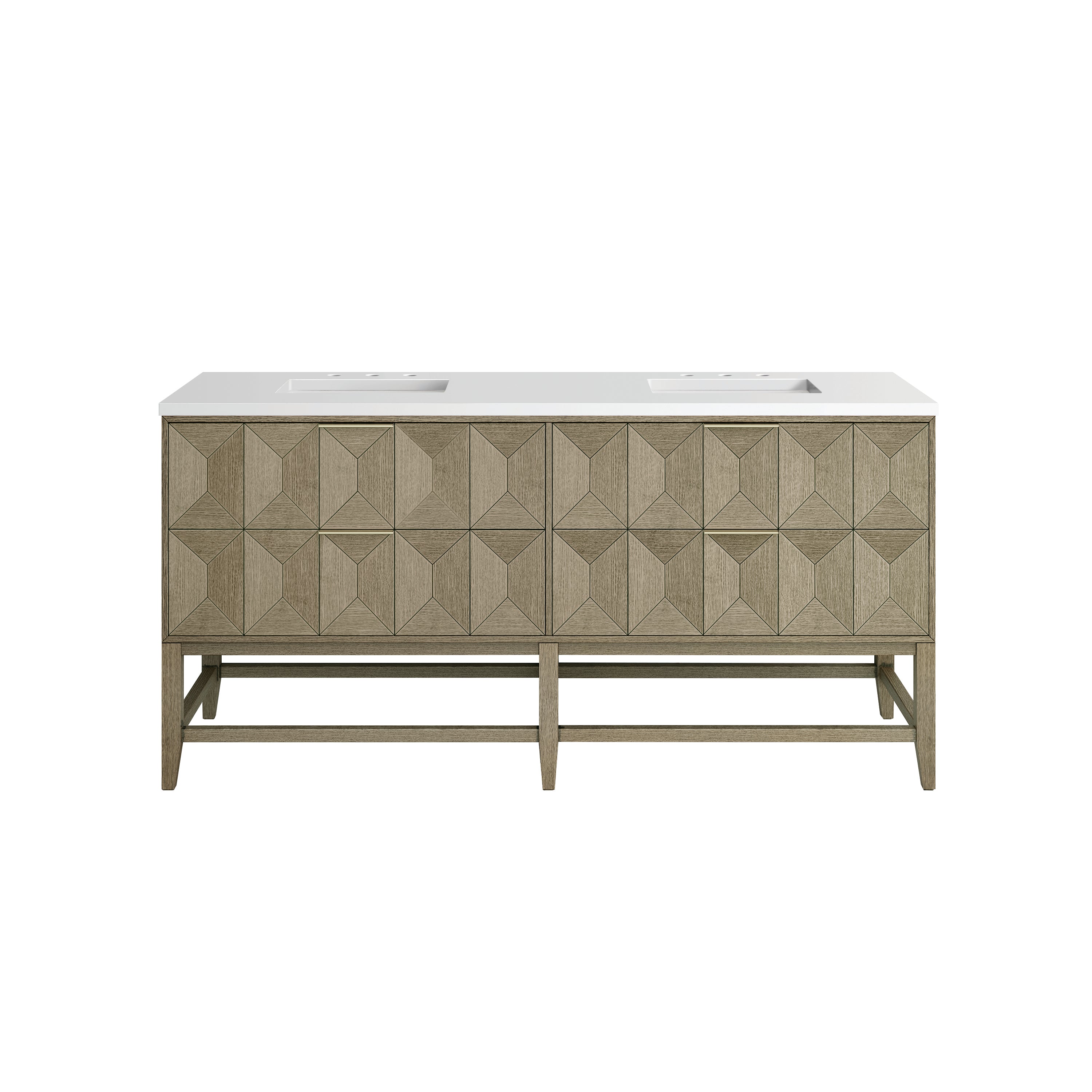 James Martin Vanities Emmeline 72" Double Vanity - Pebble Oak