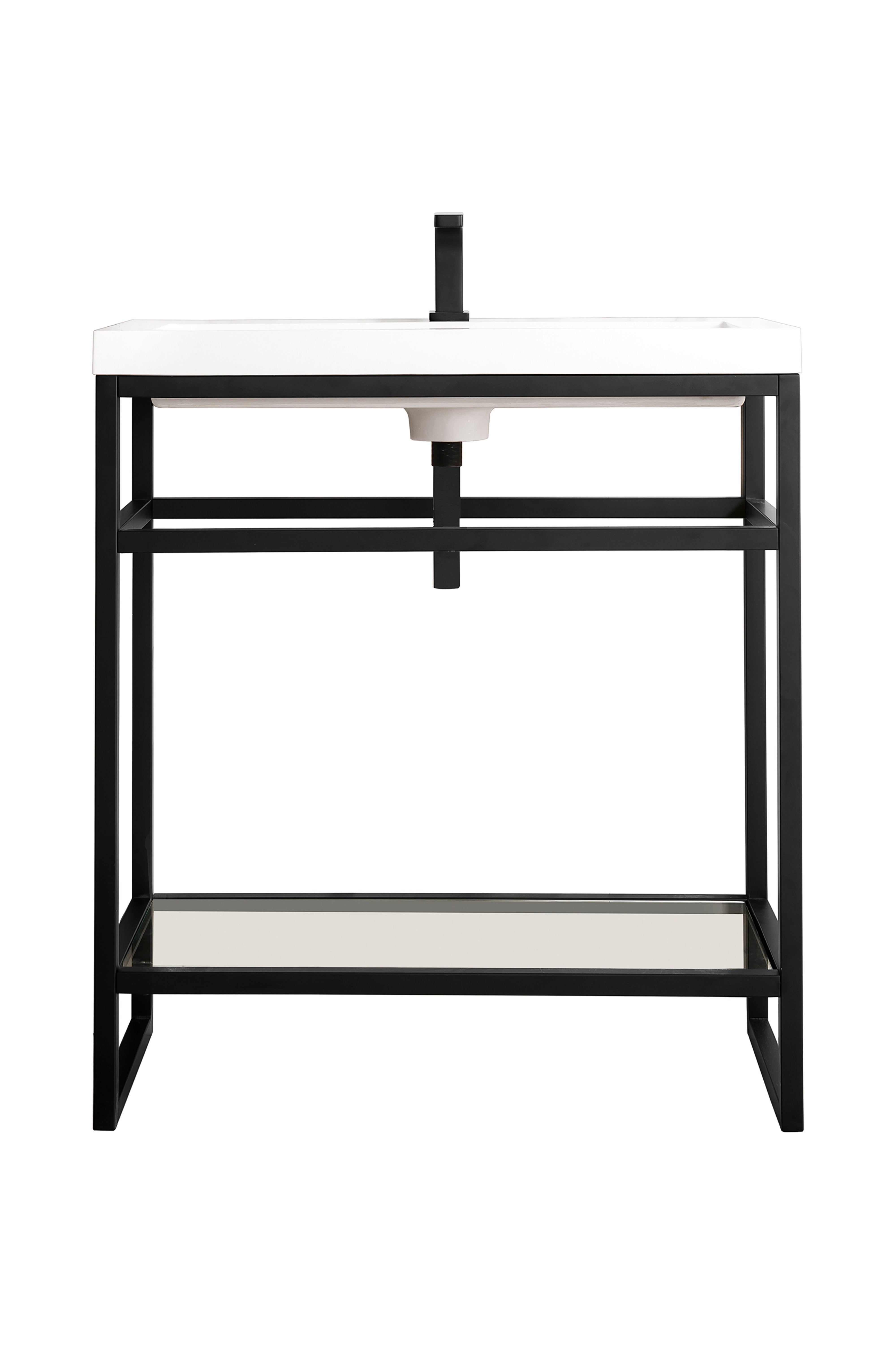 James Martin Vanities Boston 31.5" Single Console Vanity With White Glossy Composite Stone Top