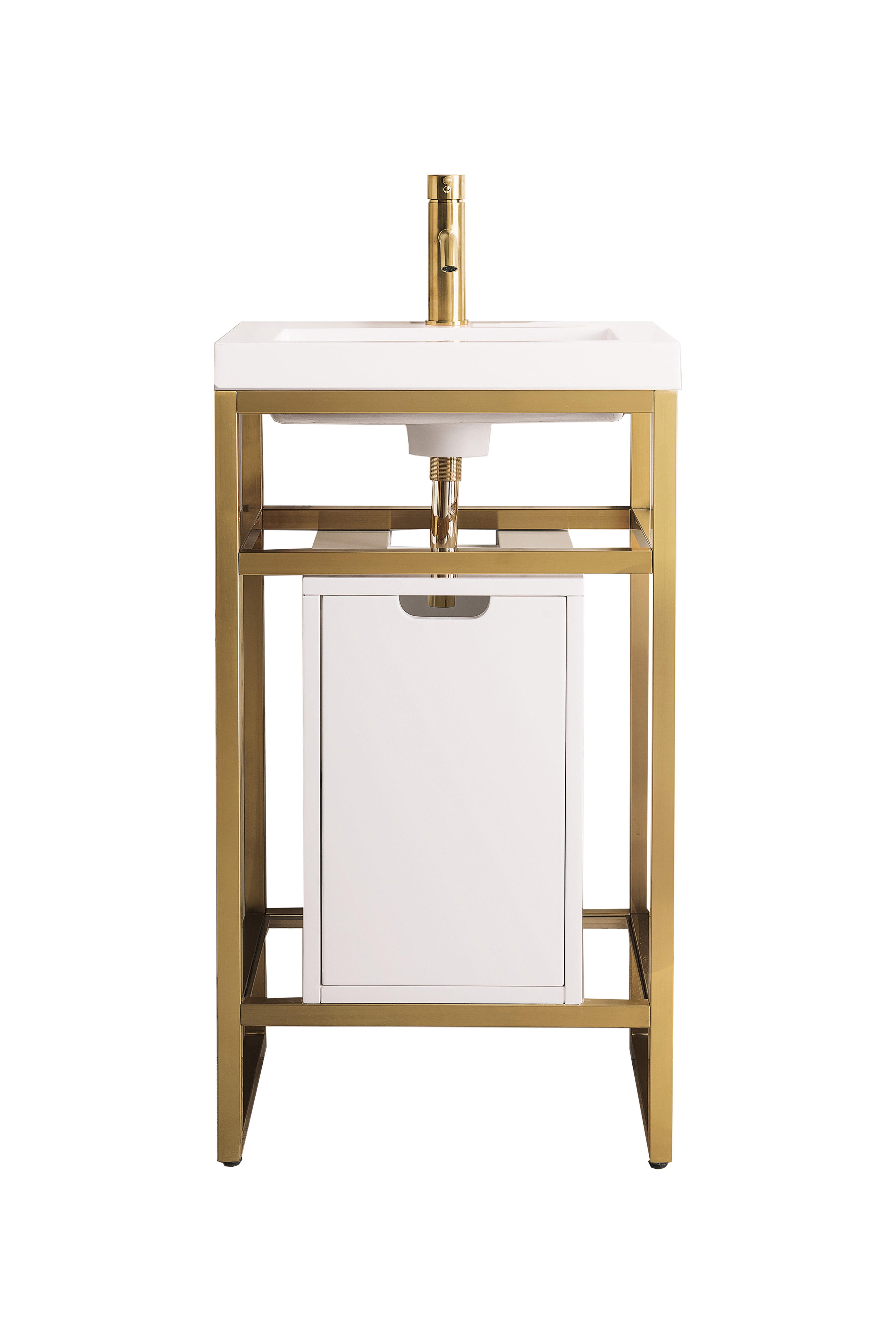 James Martin Vanities Boston 20" Single Console Vanity With Glossy White Storage and White Glossy Composite Stone