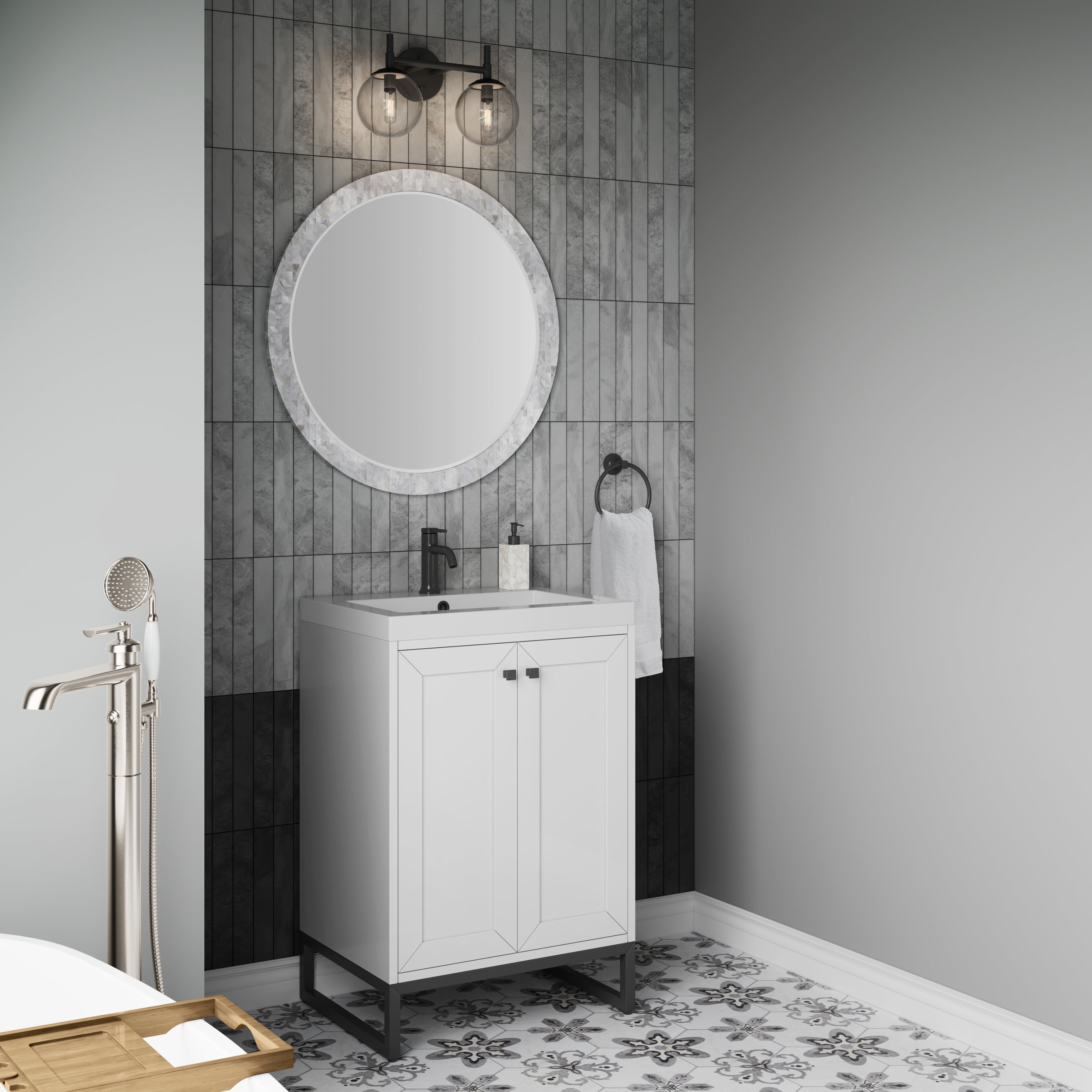 glossy white vanity