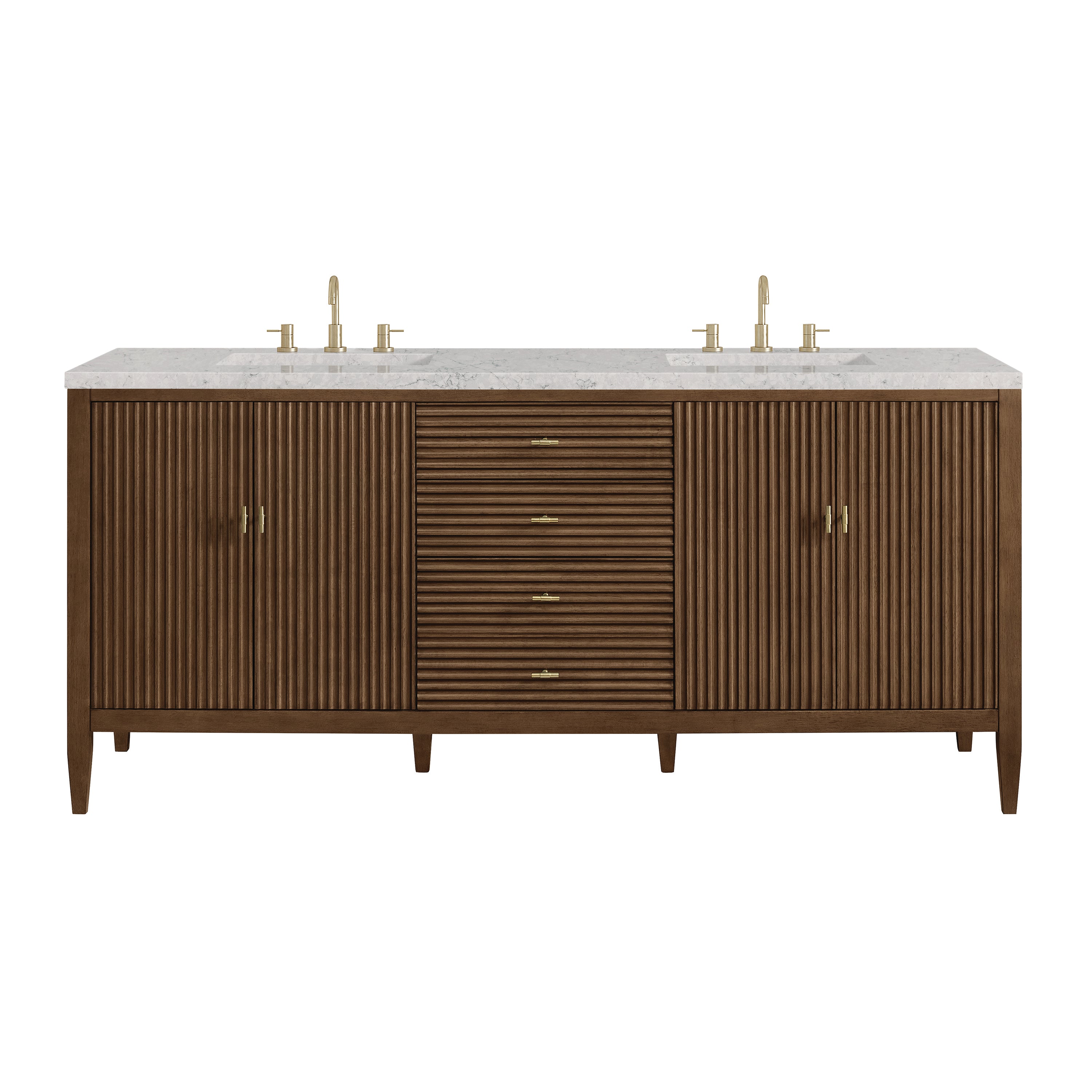 James Martin Vanities Myrrin 72" Double Vanity - Mid Century Walnut
