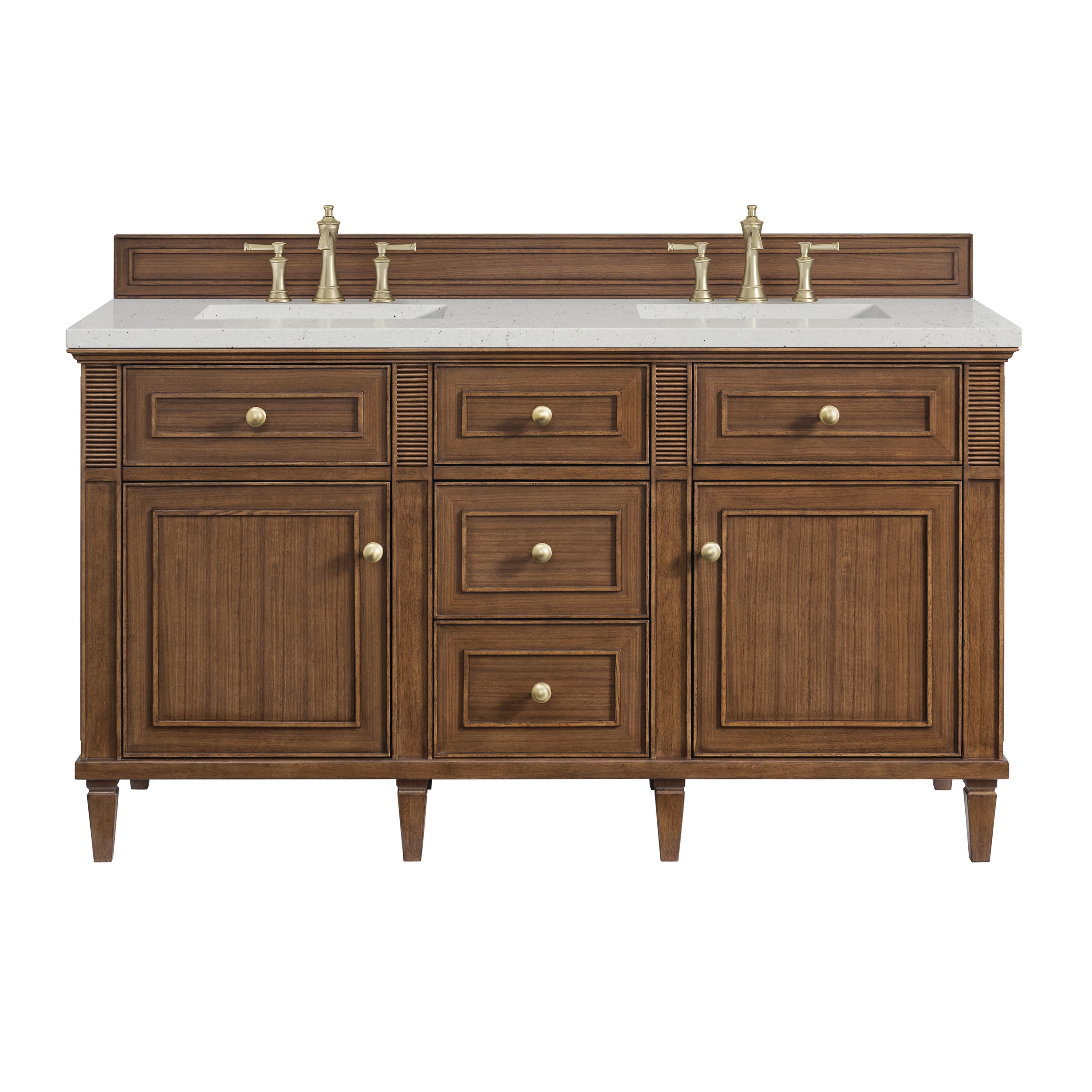 James Martin Vanities Lorelai 60" Double Vanity - Mid-Century Walnut
