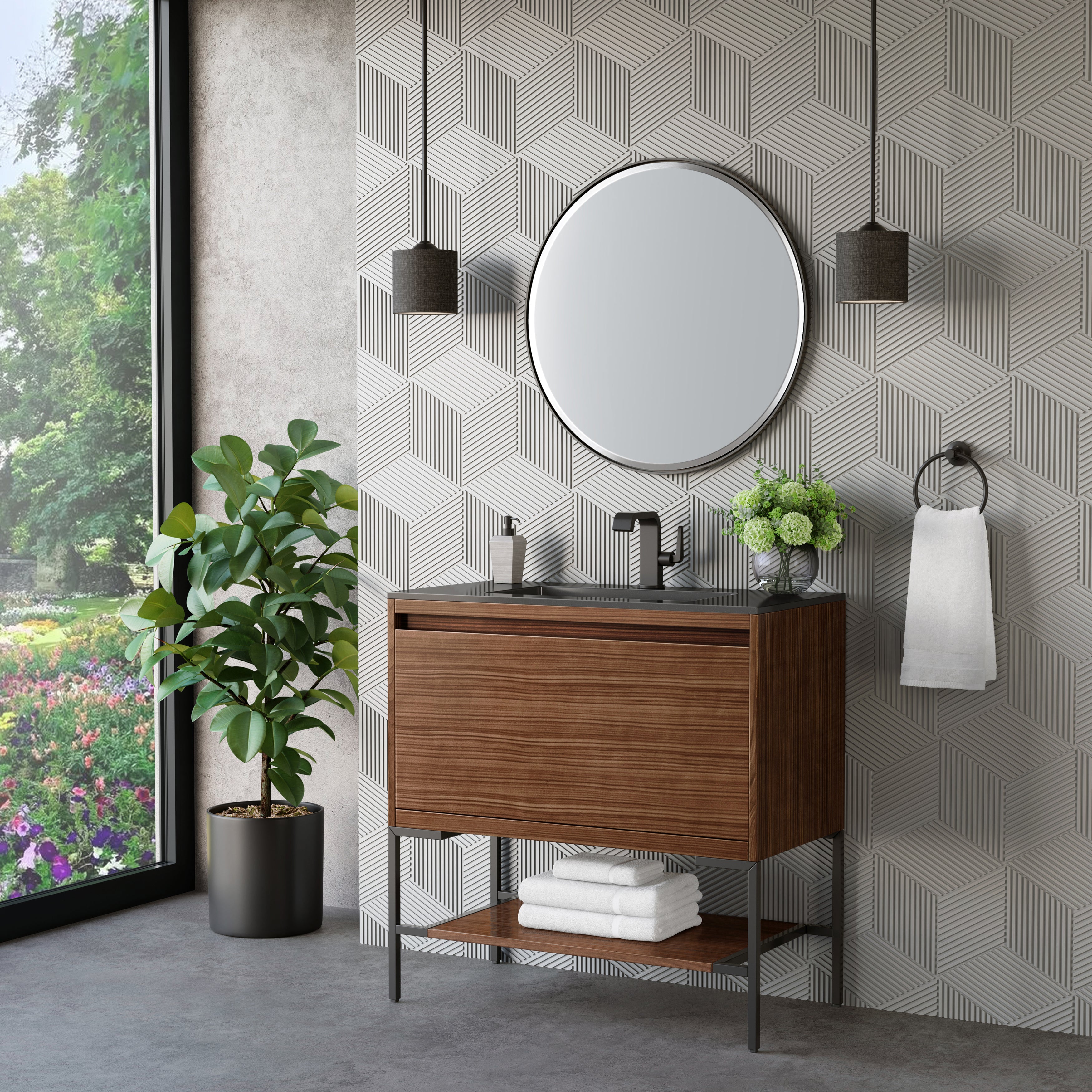 charcoal black composite stone top vanity