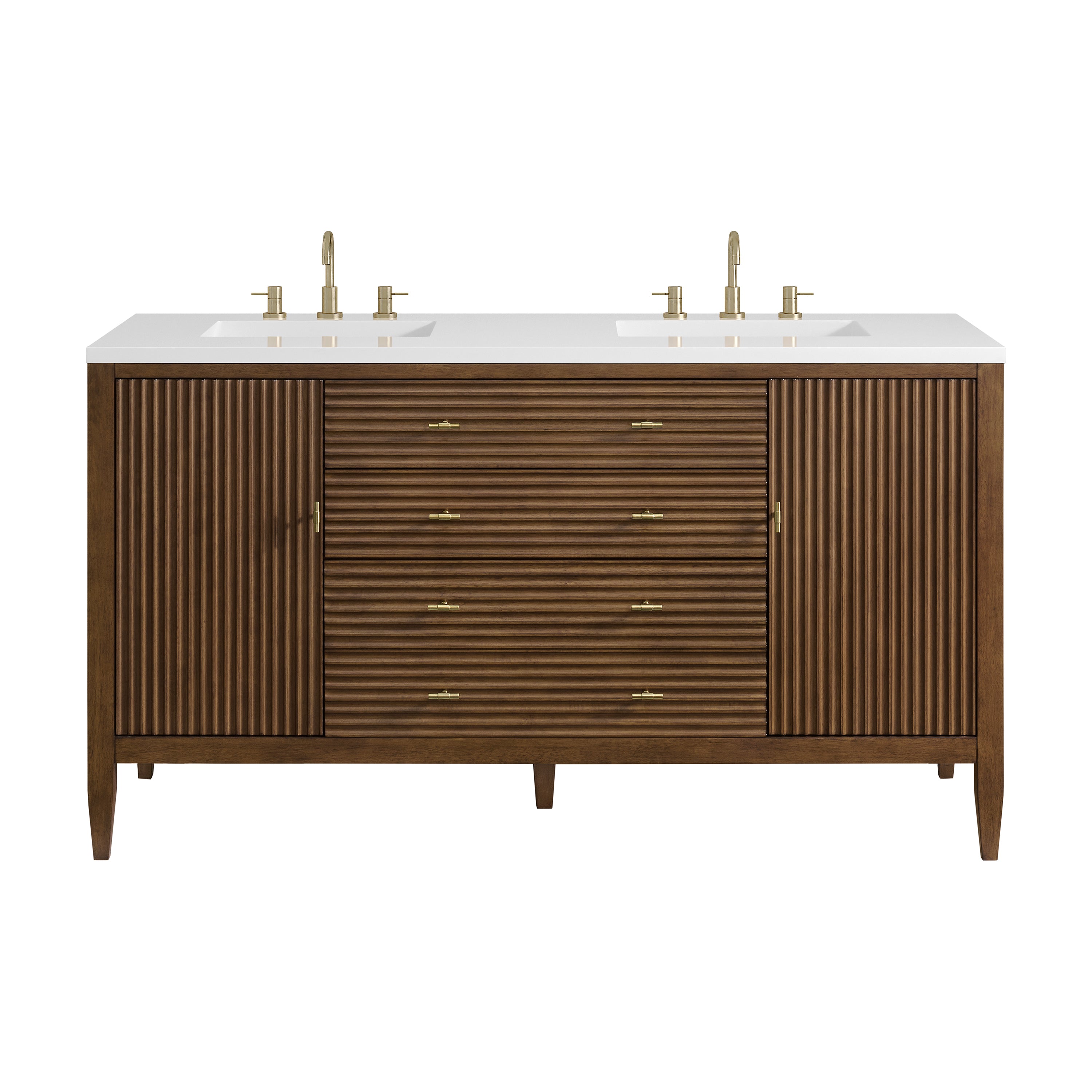 James Martin Vanities Myrrin 60" Double Vanity - Mid Century Walnut