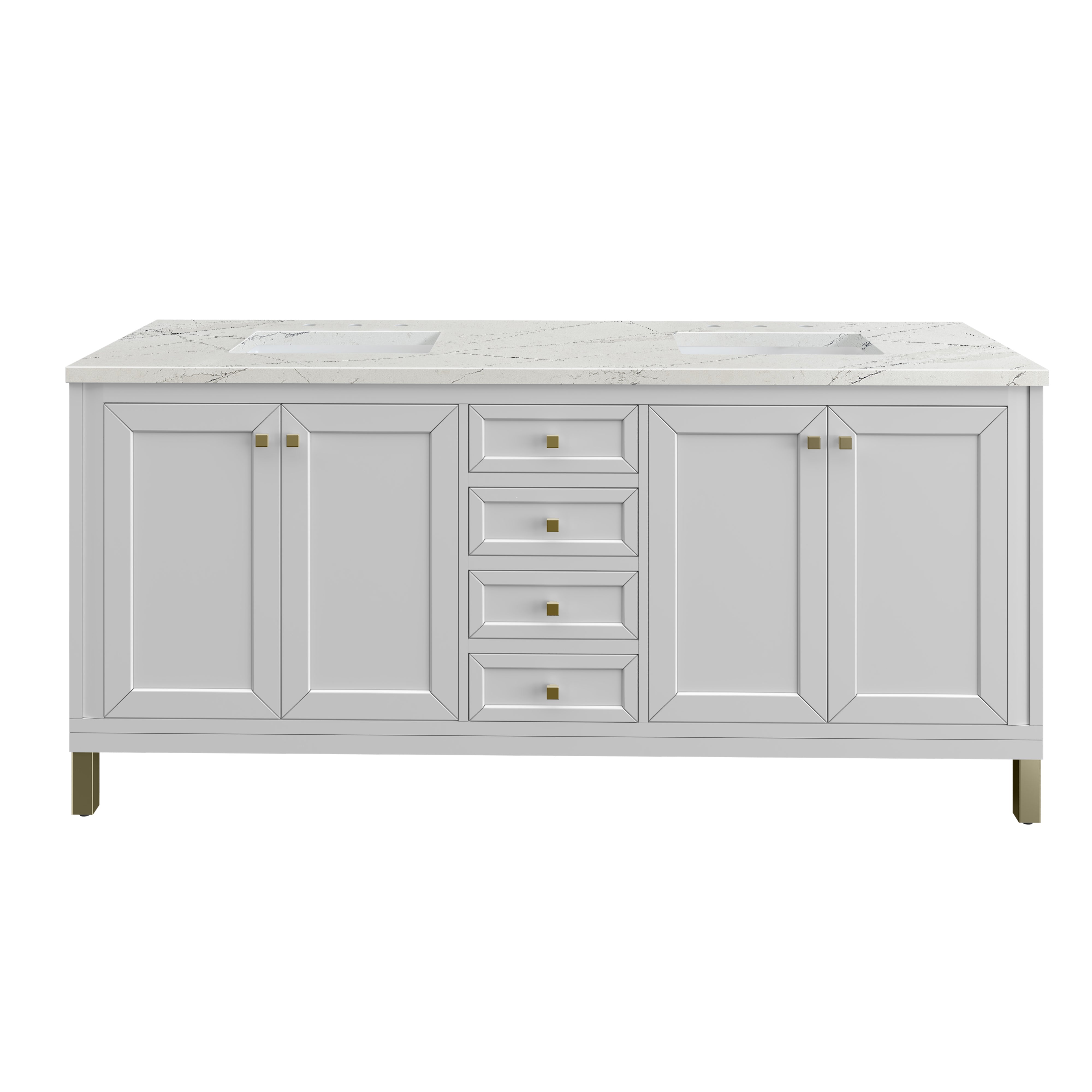 James Martin Vanities Chicago 72" Double Vanity - Glossy White