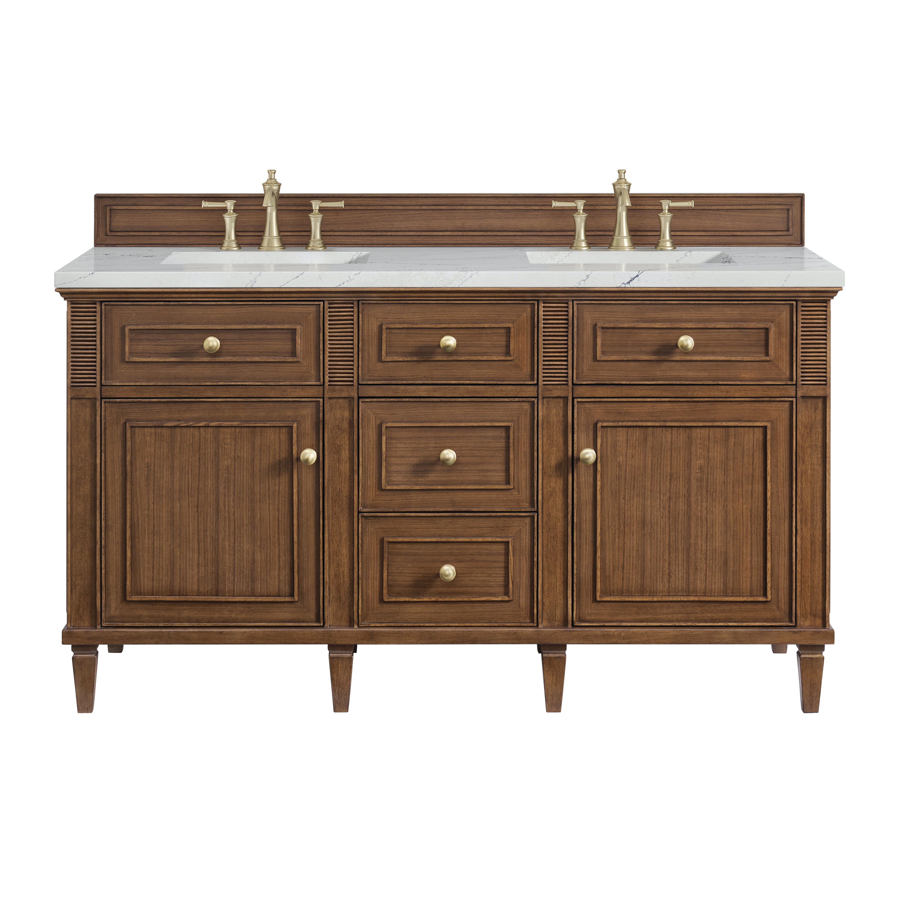 James Martin Vanities Lorelai 60" Double Vanity - Mid-Century Walnut