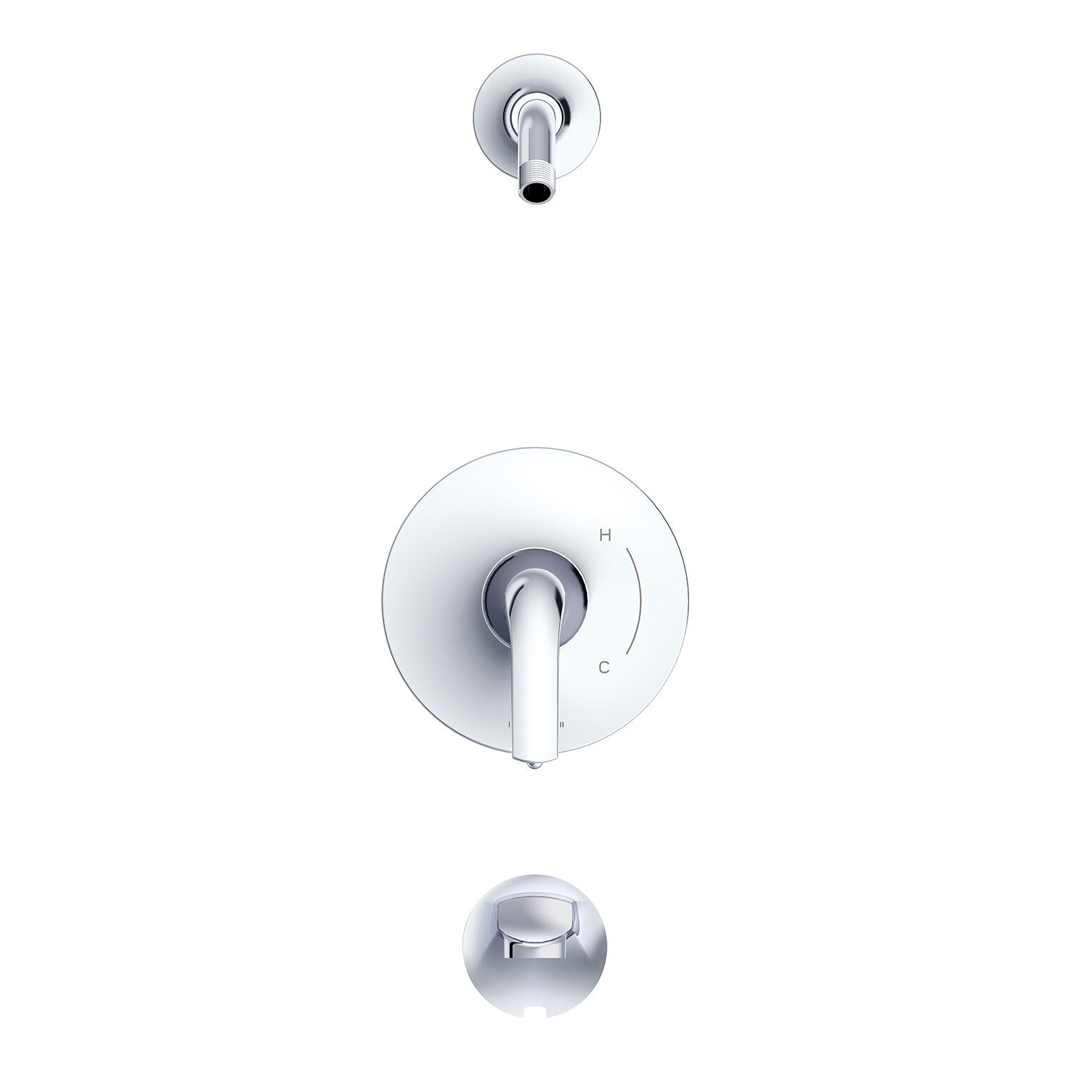 Danze by Gerber Lemora 1H Tub and Shower Trim Kit and Treysta Cartridge with Diverter on Valve Less Showerhead