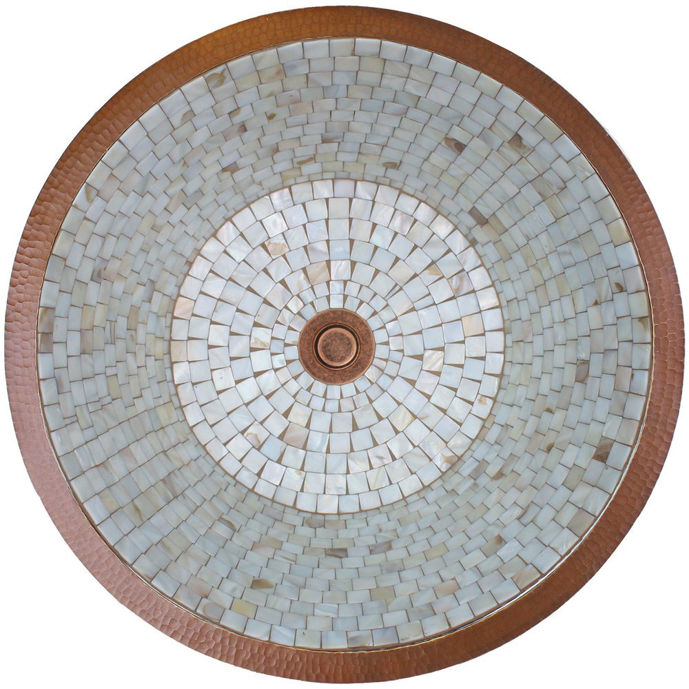 Linkasink Small Round Flat Bottom Mosaic Undermount or Drop-In Sink 16"