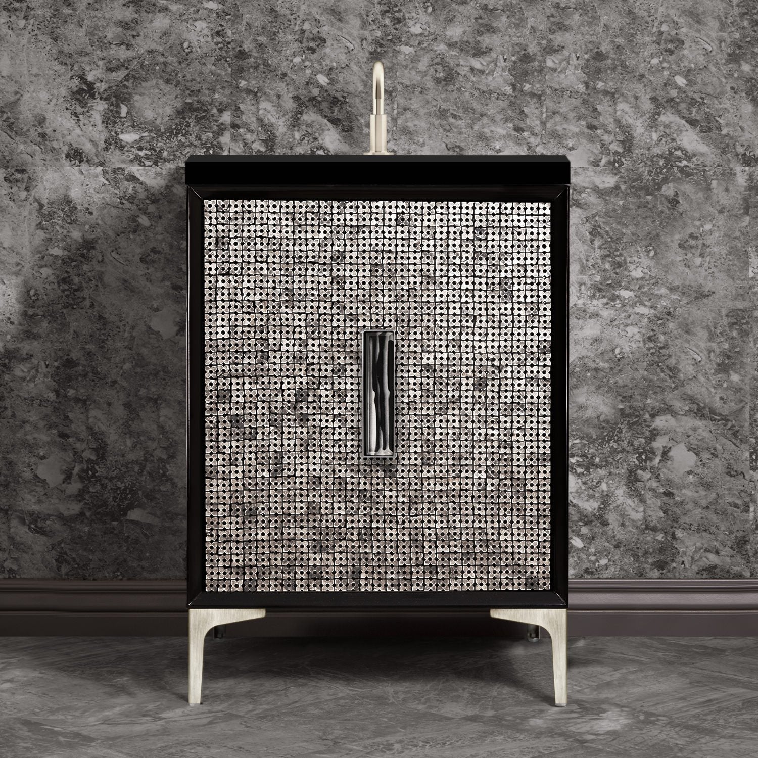 Linkasink Mother of Pearl with 8" Artisan Tiger Glass Prism Hardware Vanity