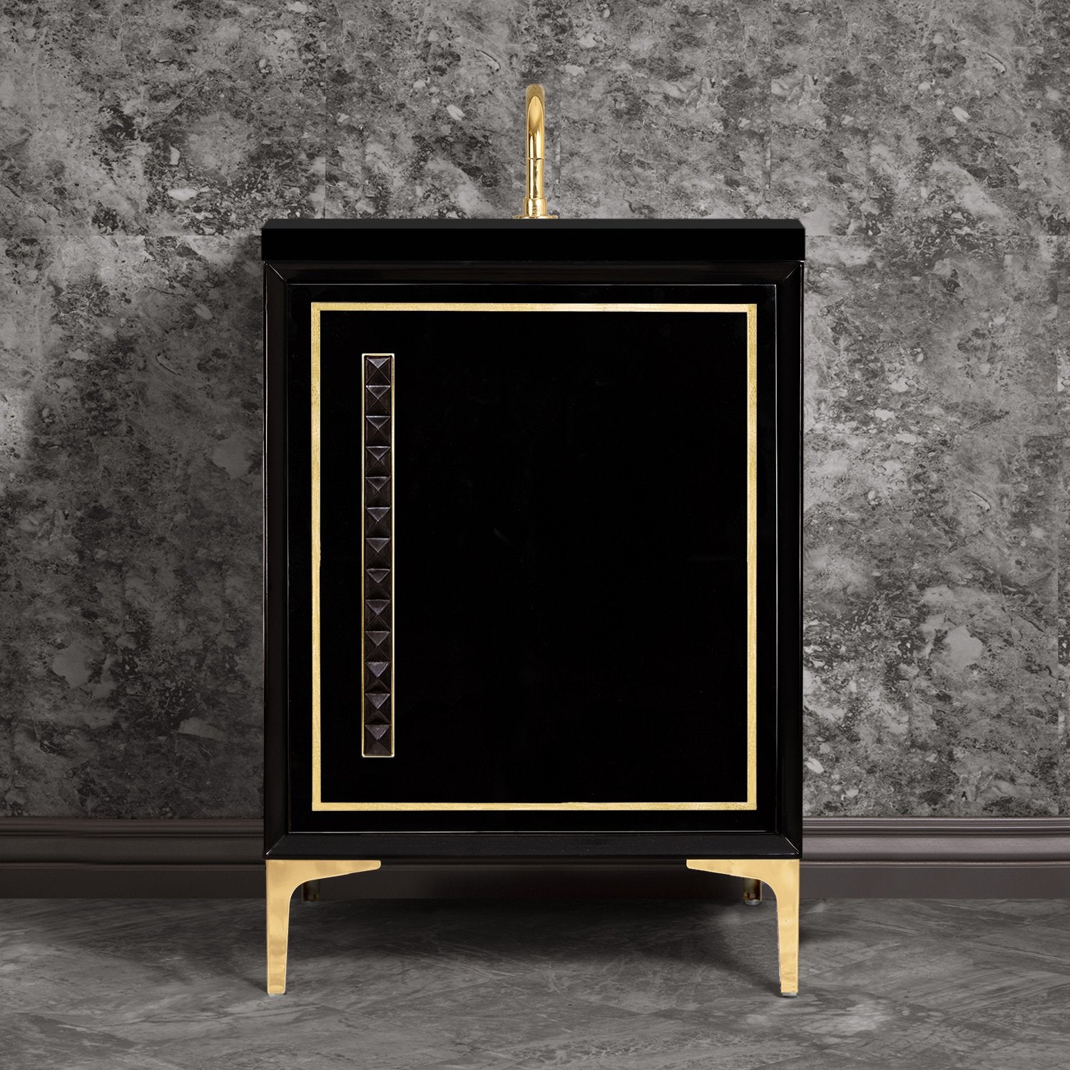 Linkasink Linea with 18" Black Artisan Glass Pyramid Hardware Vanity