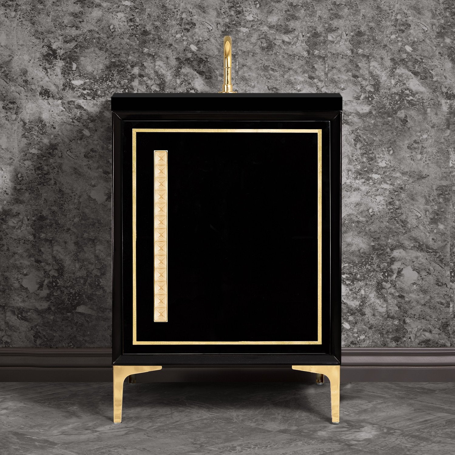 Linkasink Linea with 18" Artisan Glass Pyramid Hardware Vanity