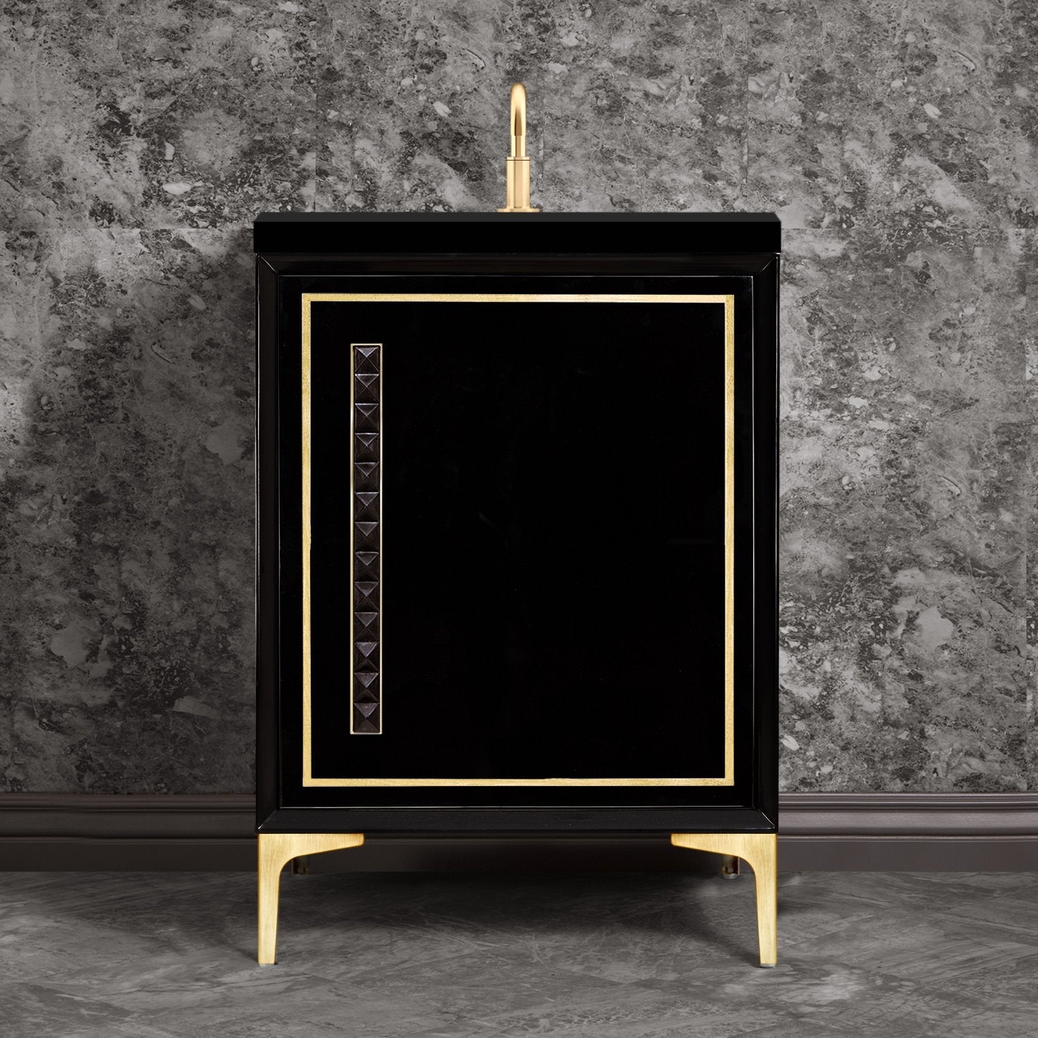 Linkasink Linea with 18" Black Artisan Glass Pyramid Hardware Vanity