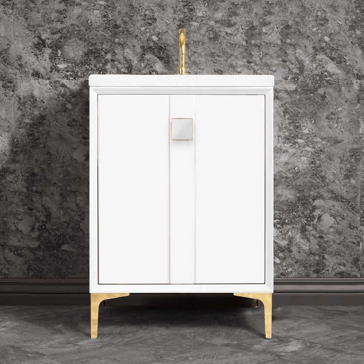 Linkasink Tuxedo with 3" White Prism Artisan Glass Prism Hardware Vanity