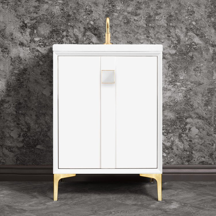 Linkasink Tuxedo with 3" White Prism Artisan Glass Prism Hardware Vanity