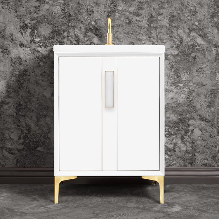 Linkasink Tuxedo with 8" White Prism Artisan Glass Prism Hardware Vanity