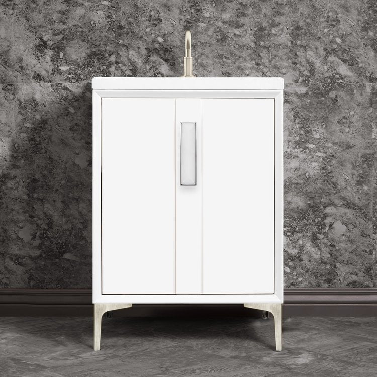 Linkasink Tuxedo with 8" White Prism Artisan Glass Prism Hardware Vanity