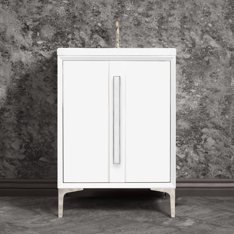 Linkasink Tuxedo with 18" White Prism Artisan Glass Prism Hardware Vanity
