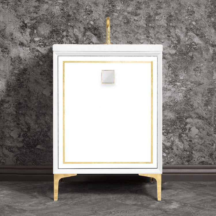 Linkasink Linea with 3" White Prism Artisan Glass Prism Hardware Vanity