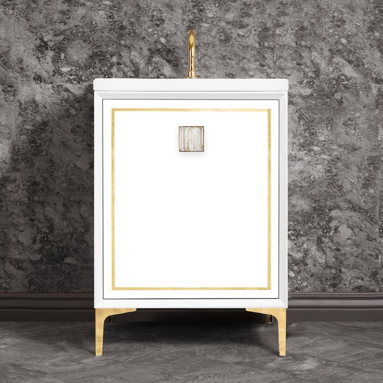 Linkasink Linea with 3" White Tiger Artisan Glass Prism Hardware Vanity