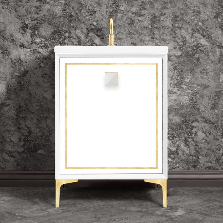 Linkasink Linea with 3" White Prism Artisan Glass Prism Hardware Vanity