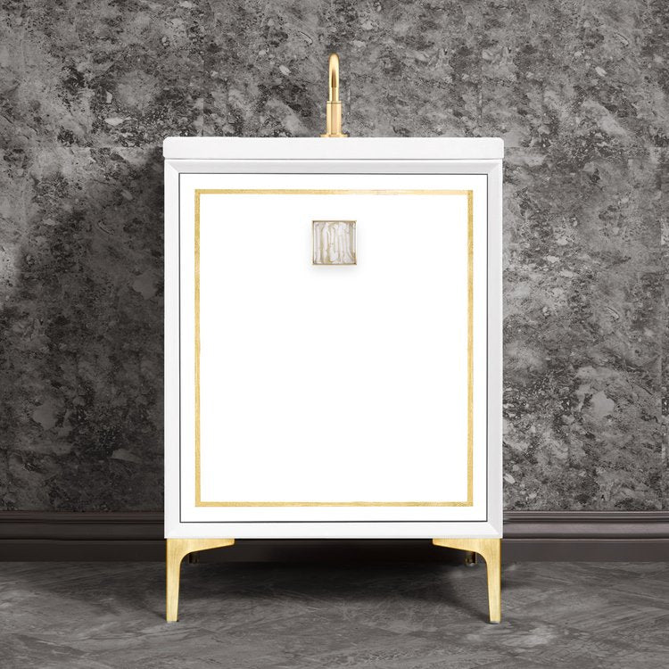 Linkasink Linea with 3" White Tiger Artisan Glass Prism Hardware Vanity