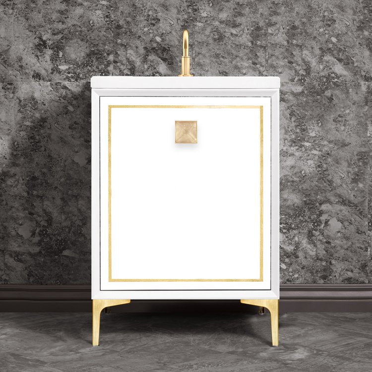 Linkasink Linea with 3" Eglomise Artisan Glass Prism Hardware Vanity