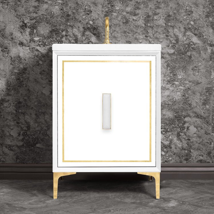 Linkasink Linea with 8" White Prism Artisan Glass Prism Hardware Vanity