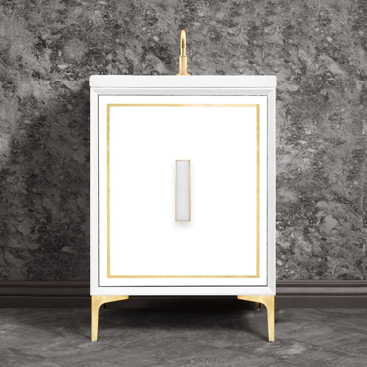 Linkasink Linea with 8" White Prism Artisan Glass Prism Hardware Vanity