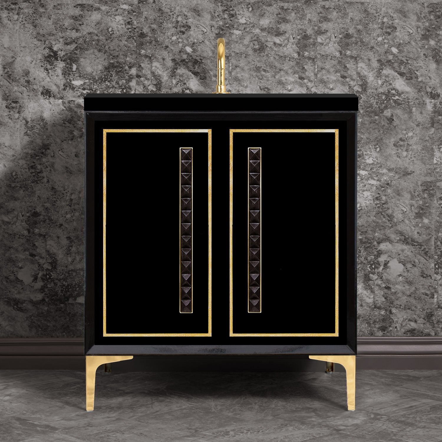 Linkasink Linea with 18" Black Artisan Glass Pyramid Hardware Vanity