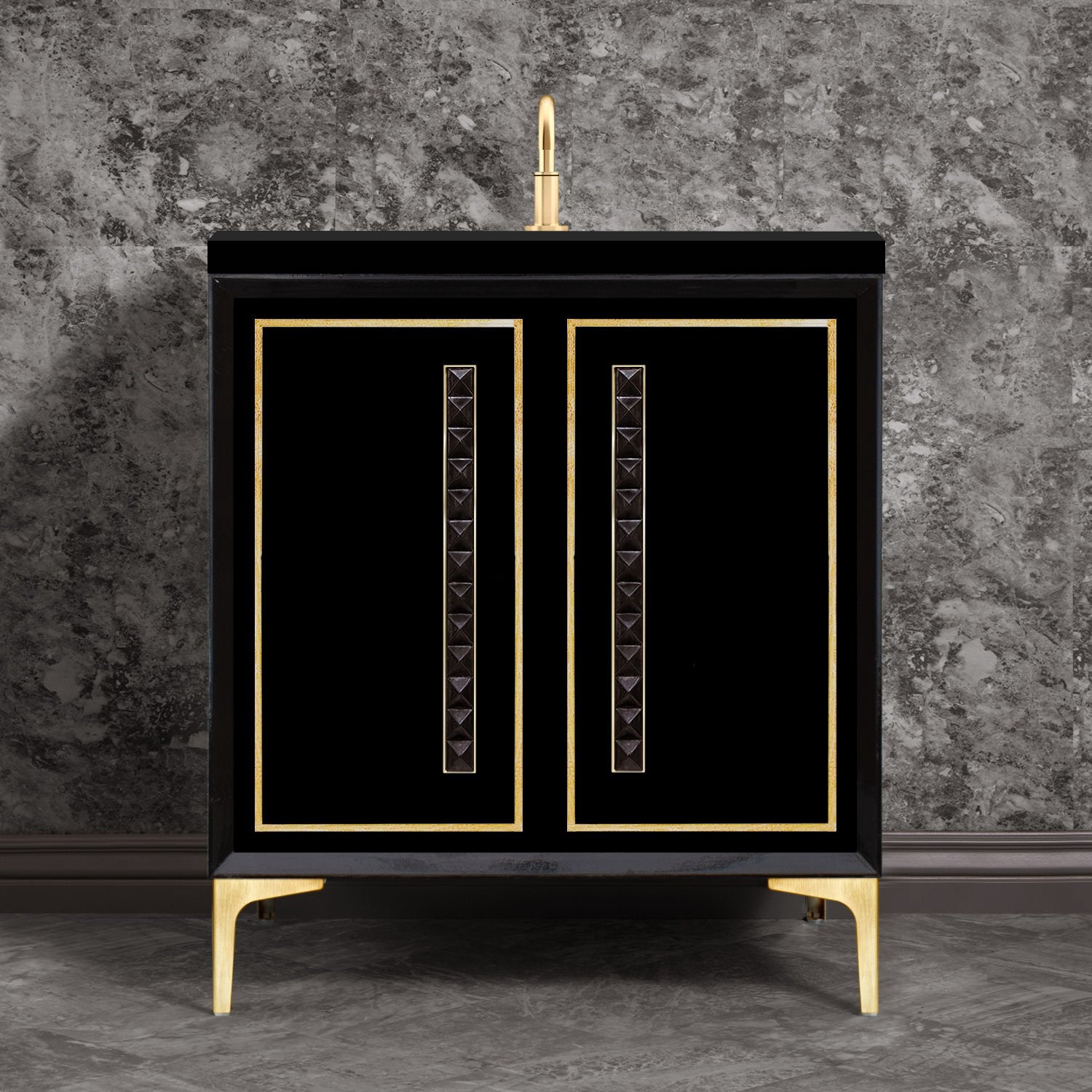Linkasink Linea with 18" Black Artisan Glass Pyramid Hardware Vanity