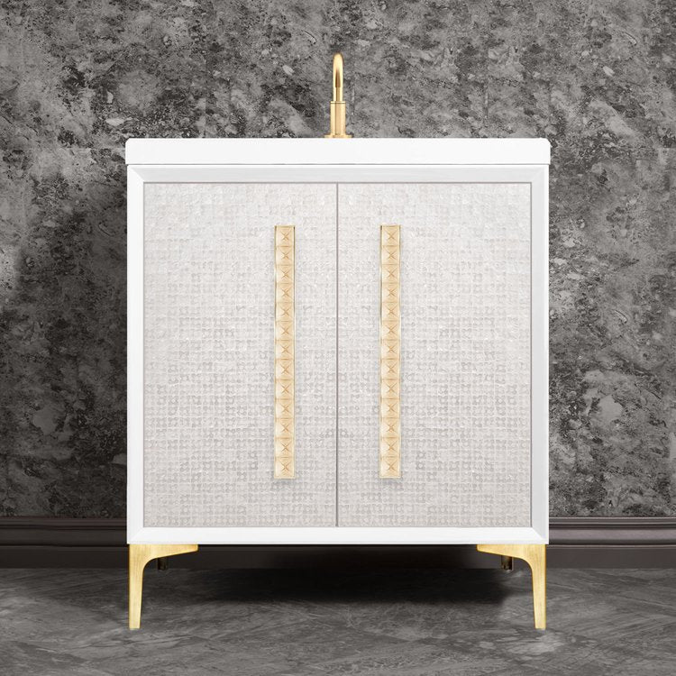 Linkasink Mother of Pearl with 18" Eglomise Artisan Glass Pyramid Hardware Vanity