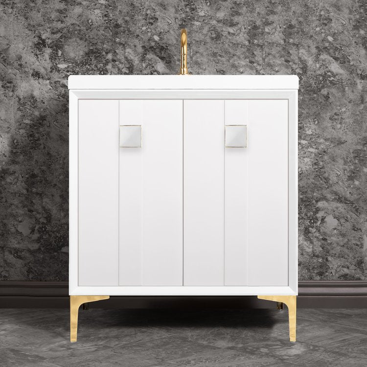 Linkasink Tuxedo with 3" White Prism Artisan Glass Prism Hardware Vanity