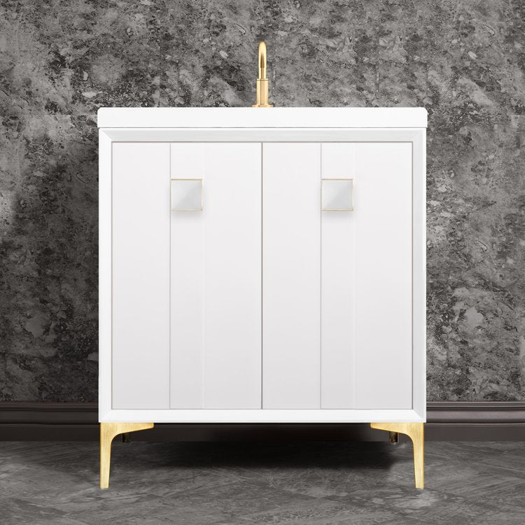 Linkasink Tuxedo with 3" White Prism Artisan Glass Prism Hardware Vanity
