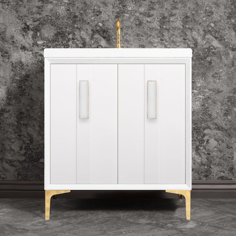 Linkasink Tuxedo with 8" White Prism Artisan Glass Prism Hardware Vanity