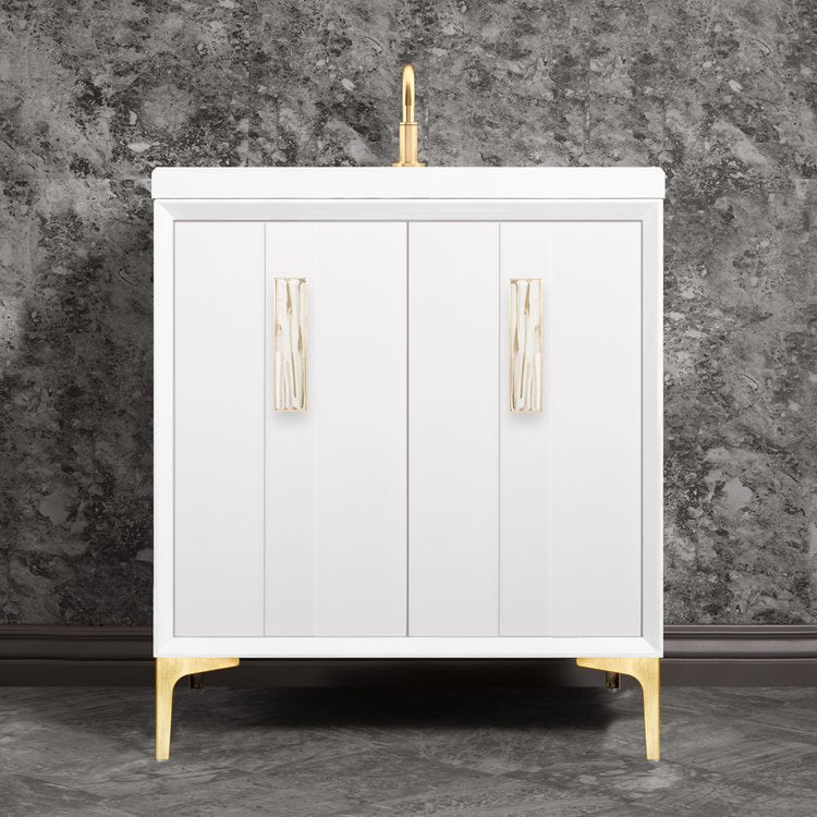 Linkasink Tuxedo with 8" White Tiger Artisan Glass Prism Hardware Vanity
