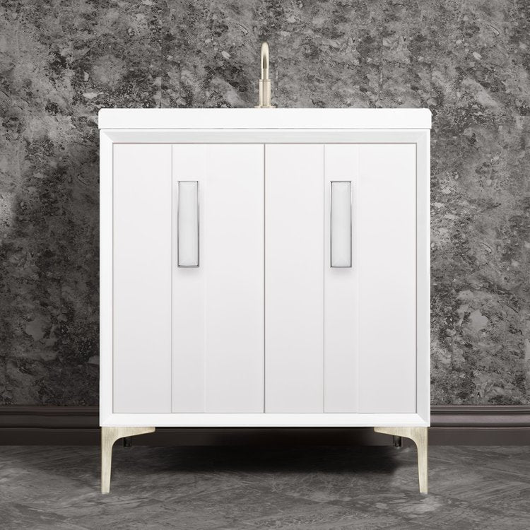Linkasink Tuxedo with 8" White Prism Artisan Glass Prism Hardware Vanity