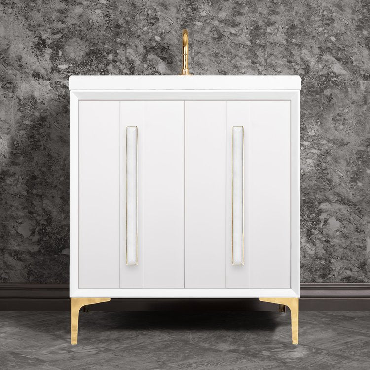 Linkasink Tuxedo with 18" White Prism Artisan Glass Prism Hardware Vanity