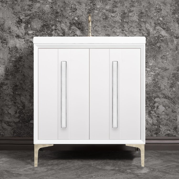 Linkasink Tuxedo with 18" White Prism Artisan Glass Prism Hardware Vanity