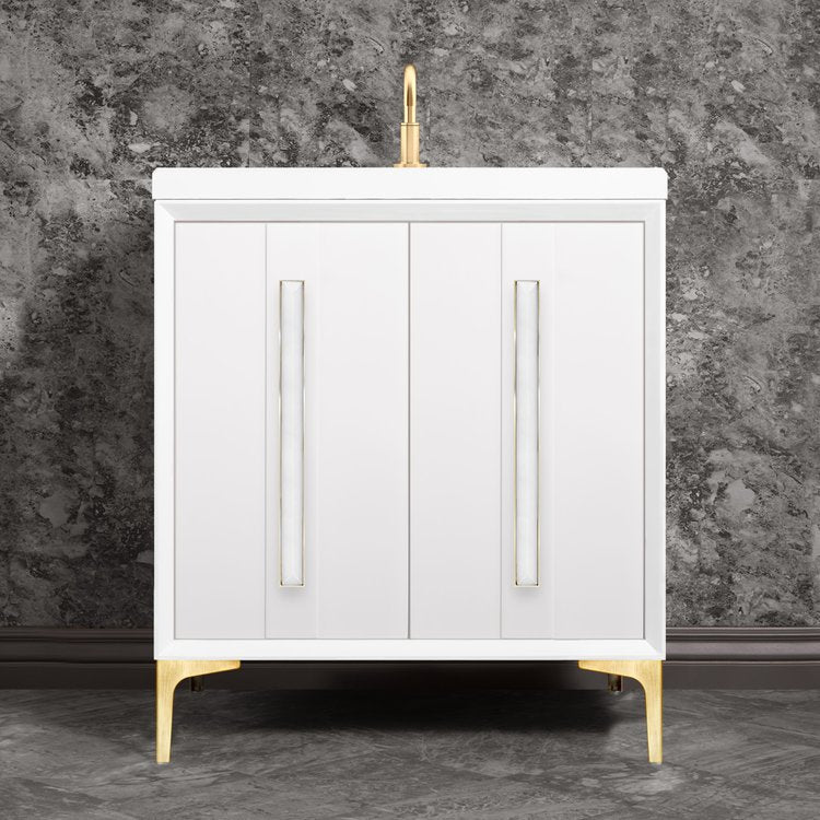 Linkasink Tuxedo with 18" White Prism Artisan Glass Prism Hardware Vanity