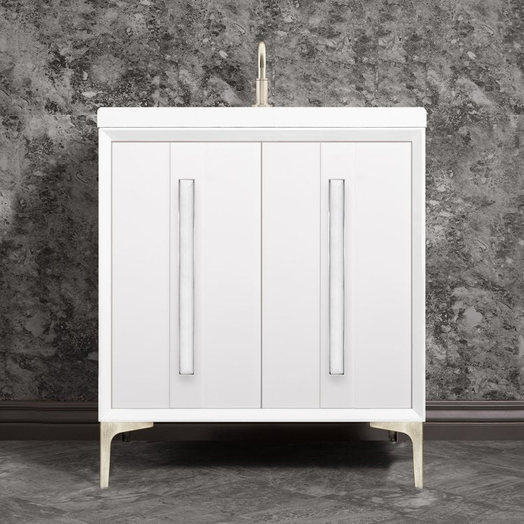 Linkasink Tuxedo with 18" White Prism Artisan Glass Prism Hardware Vanity
