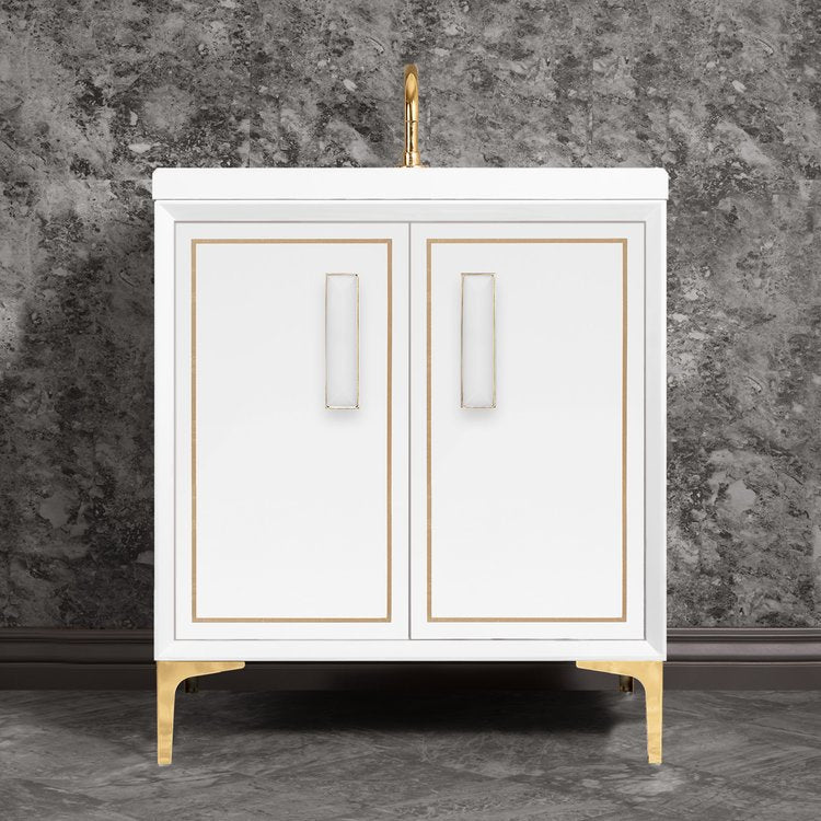 Linkasink Linea with 8" White Prism Artisan Glass Prism Hardware Vanity