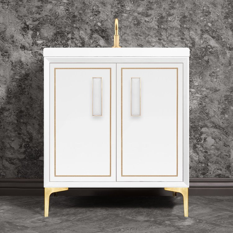 Linkasink Linea with 8" White Prism Artisan Glass Prism Hardware Vanity