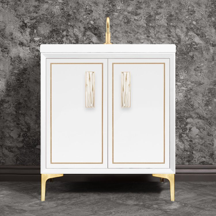 Linkasink Linea with 8" White Tiger Artisan Glass Prism Hardware Vanity