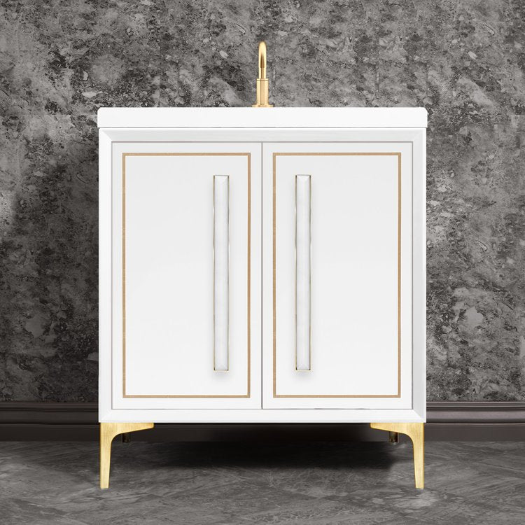 Linkasink Linea with 18" White Prism Artisan Glass Prism Hardware Vanity