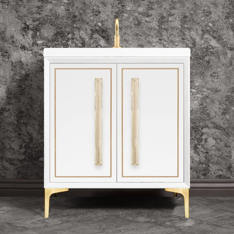 Linkasink Linea with 18" Eglomise Artisan Glass Prism Hardware Vanity
