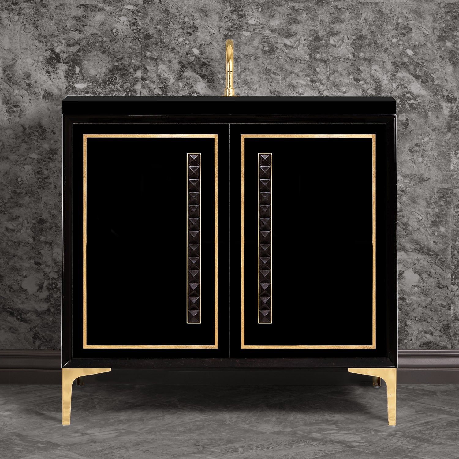 Linkasink Linea with 18" Black Artisan Glass Pyramid Hardware Vanity