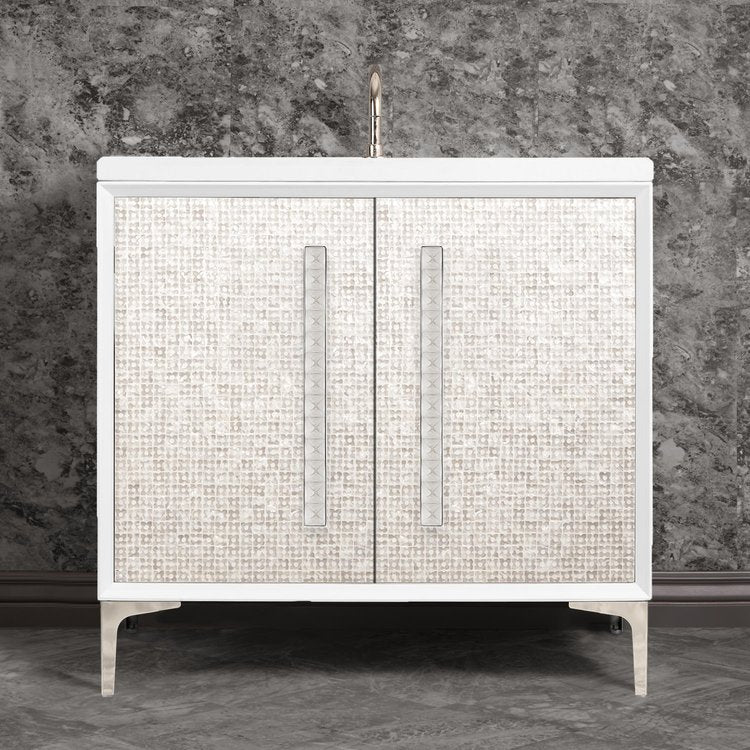 Linkasink Mother of Pearl with 18" Eglomise Artisan Glass Pyramid Hardware Vanity
