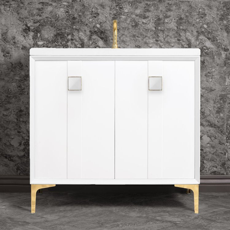 Linkasink Tuxedo with 3" White Prism Artisan Glass Prism Hardware Vanity